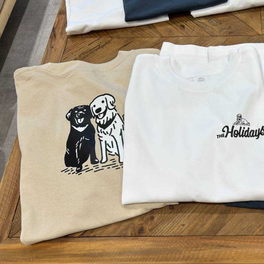 残りわずか!!【良質！着心地◎】THE HOLIDAYSオリジナルTshirt（organic cotton１００％）背中黒ラブ×ゴル